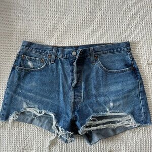 Levi's Blue Distressed Jean Shorts